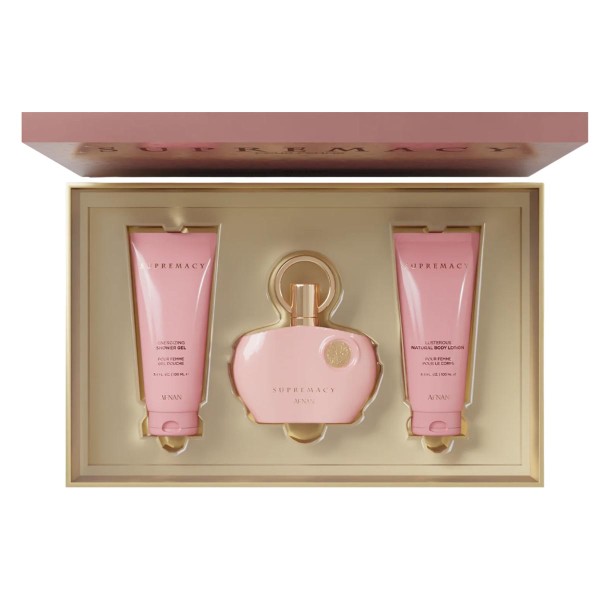 Afnan supremacy eau de parfum pour femme 100ml + gel de baño 100ml + locion corporal perfumada 100ml